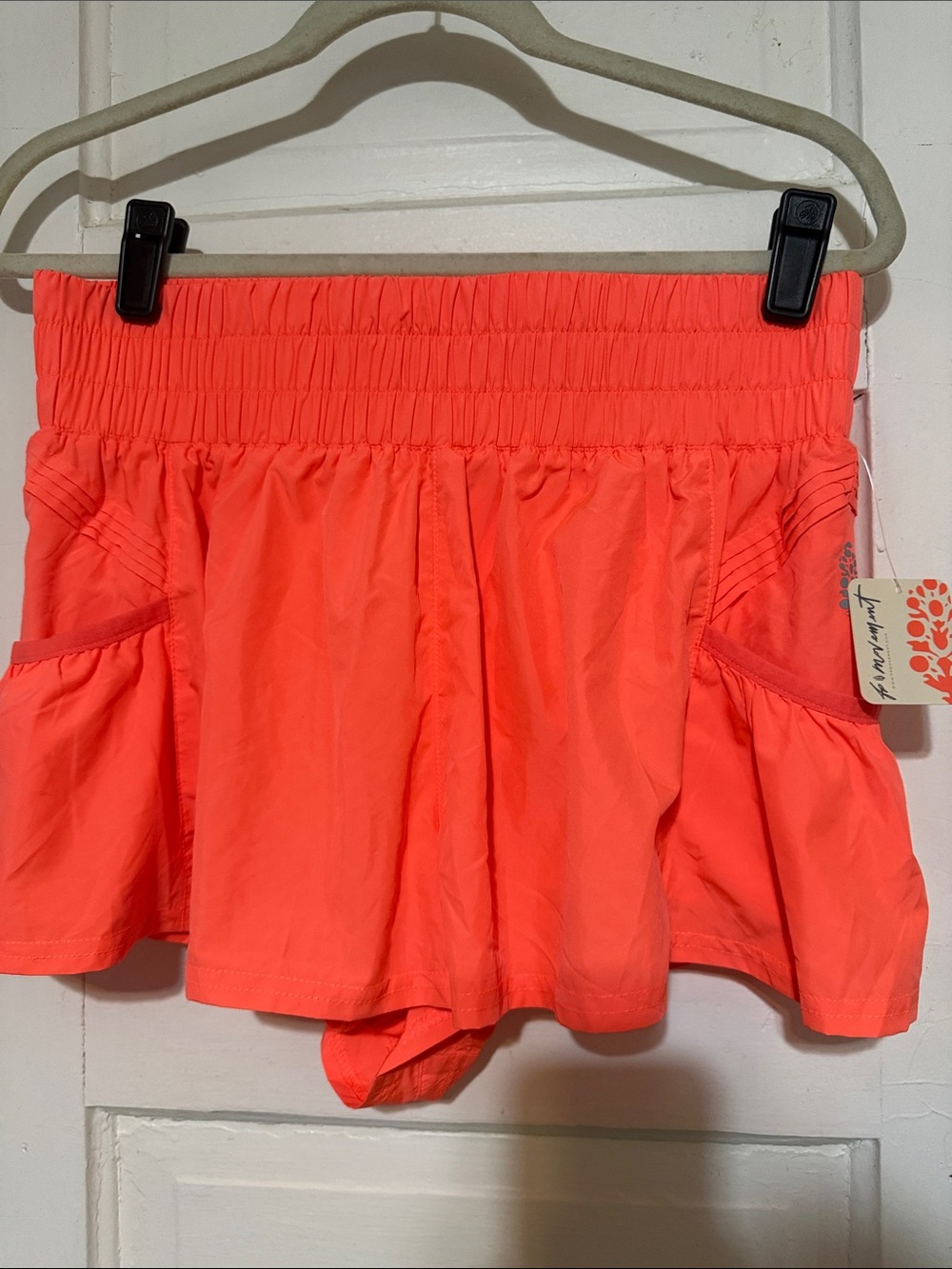 Free People Neon Coral Athletic Skort Shorts